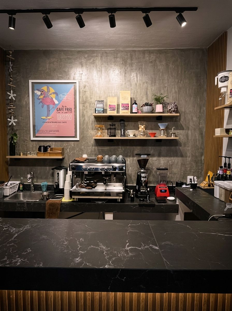 Barra y equipo de café del establecimiento